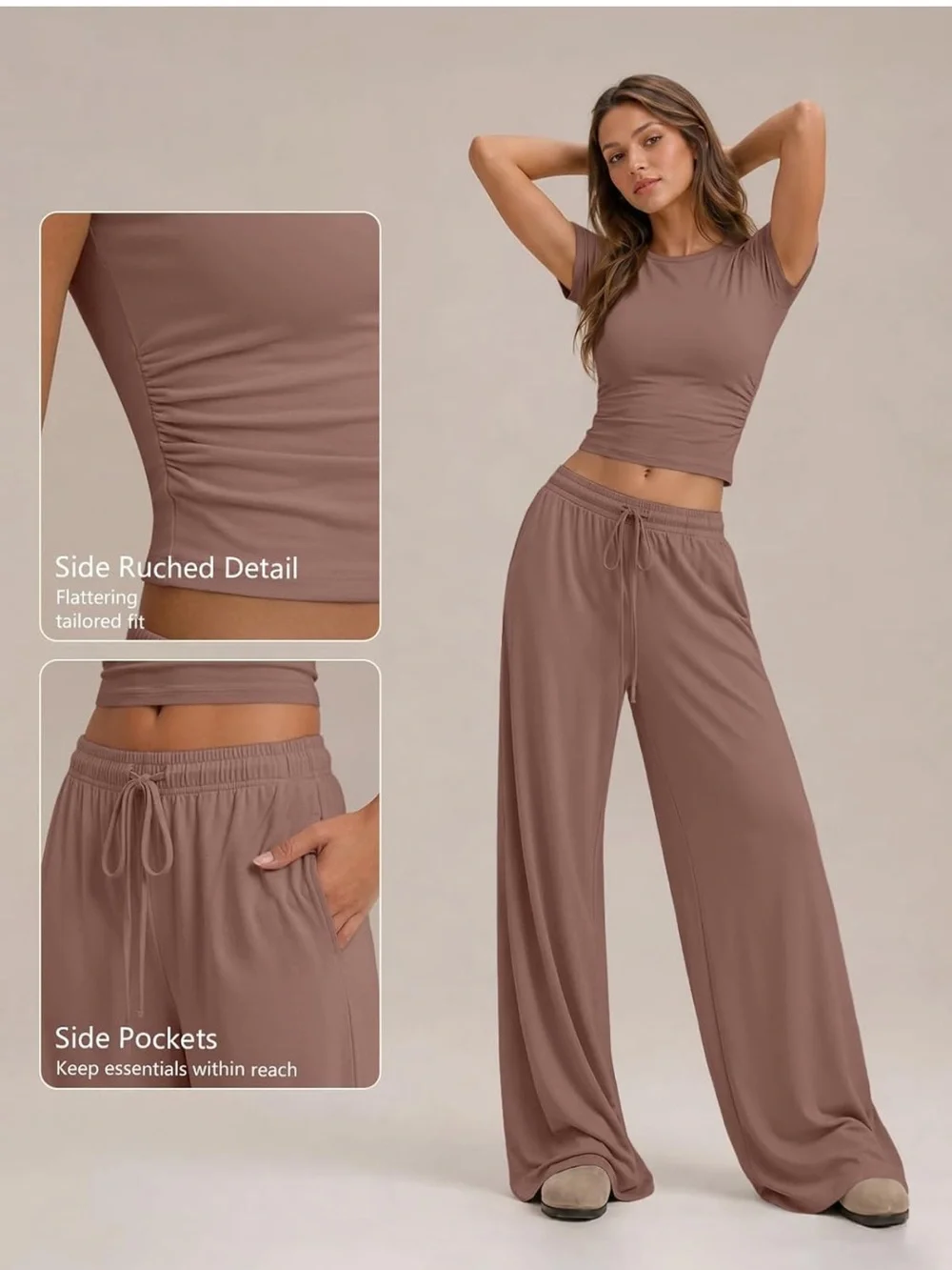 NEW 2 Piece Matching Summer Lounge Set - Mauve Rose, size L